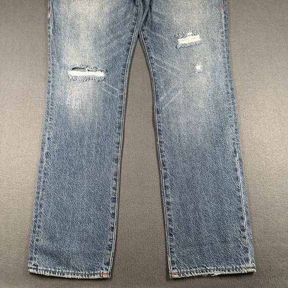True Religion Ricky Jeans Mens 34x34 Distressed Relaxed Straight Rope Stitch Fla - Picture 2 of 16